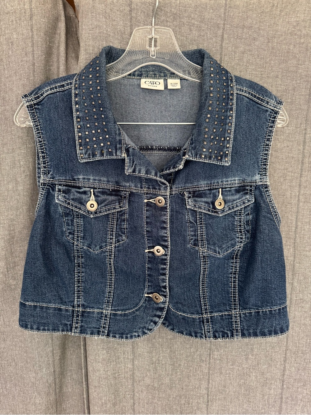 Cato Cropped Studded Denim Jean Vest Size 18/20 Layering Spring